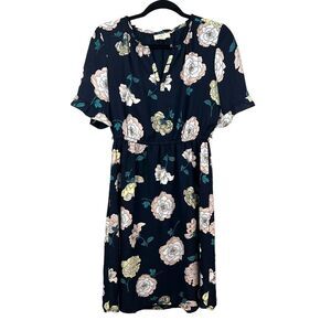 Loft Outlet Womens Dress Floral Fit & Flare Ruffled Sleeves Lined Blue Size SP*